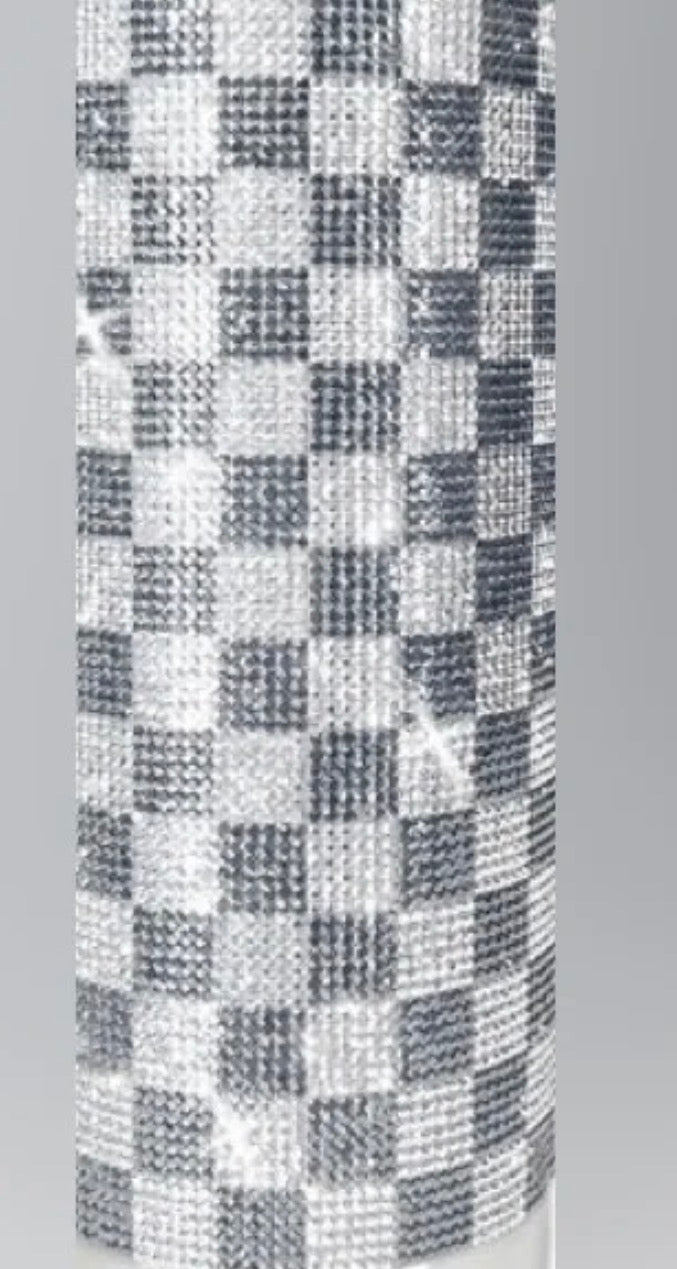 Jacqueline Kent Royal Ice Collection - Light Grey Checkered Tumbler – 20oz