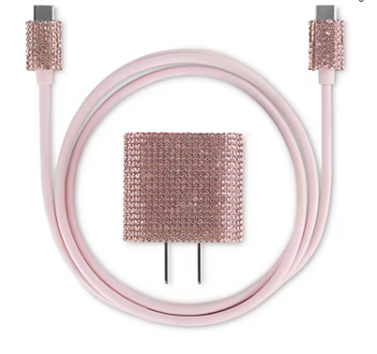 Pink Bling USB-C to USB-C Cable & Wall Adapter