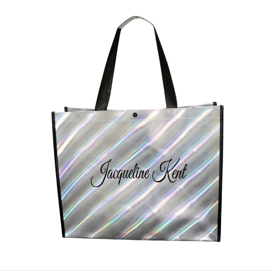 Jacqueline Kent Holographic Reusable Tote-Silver