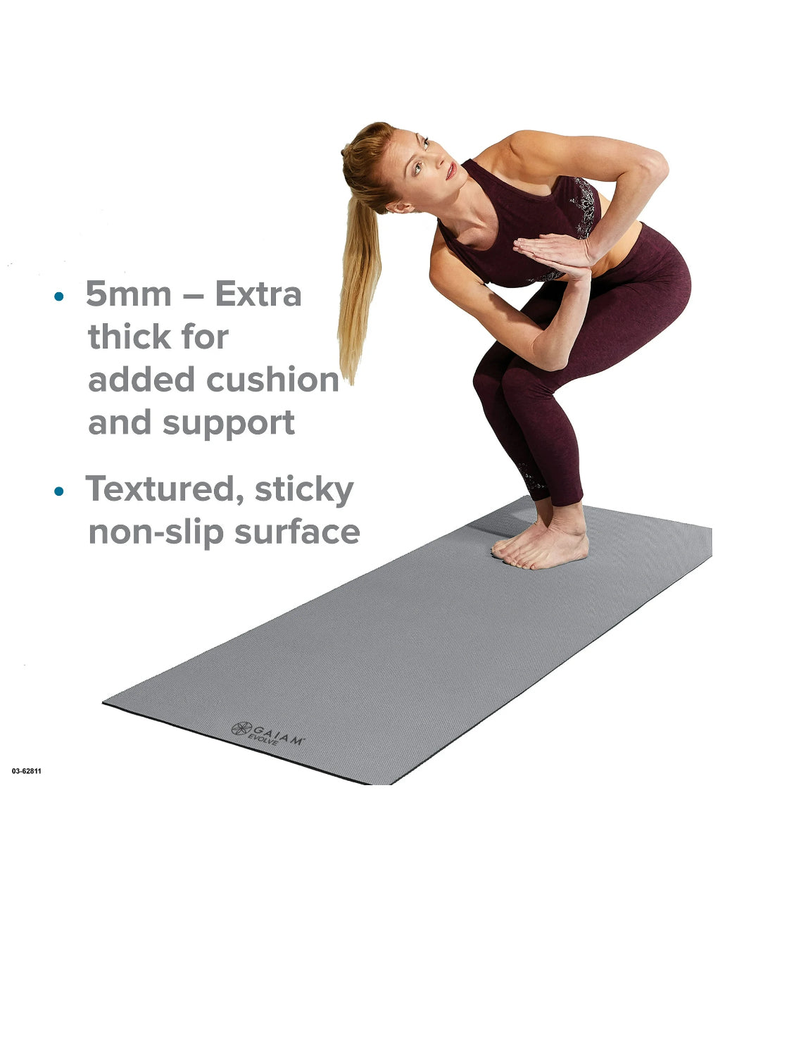 Yoga Mat- Gaiam Reversible Mat (Gray)