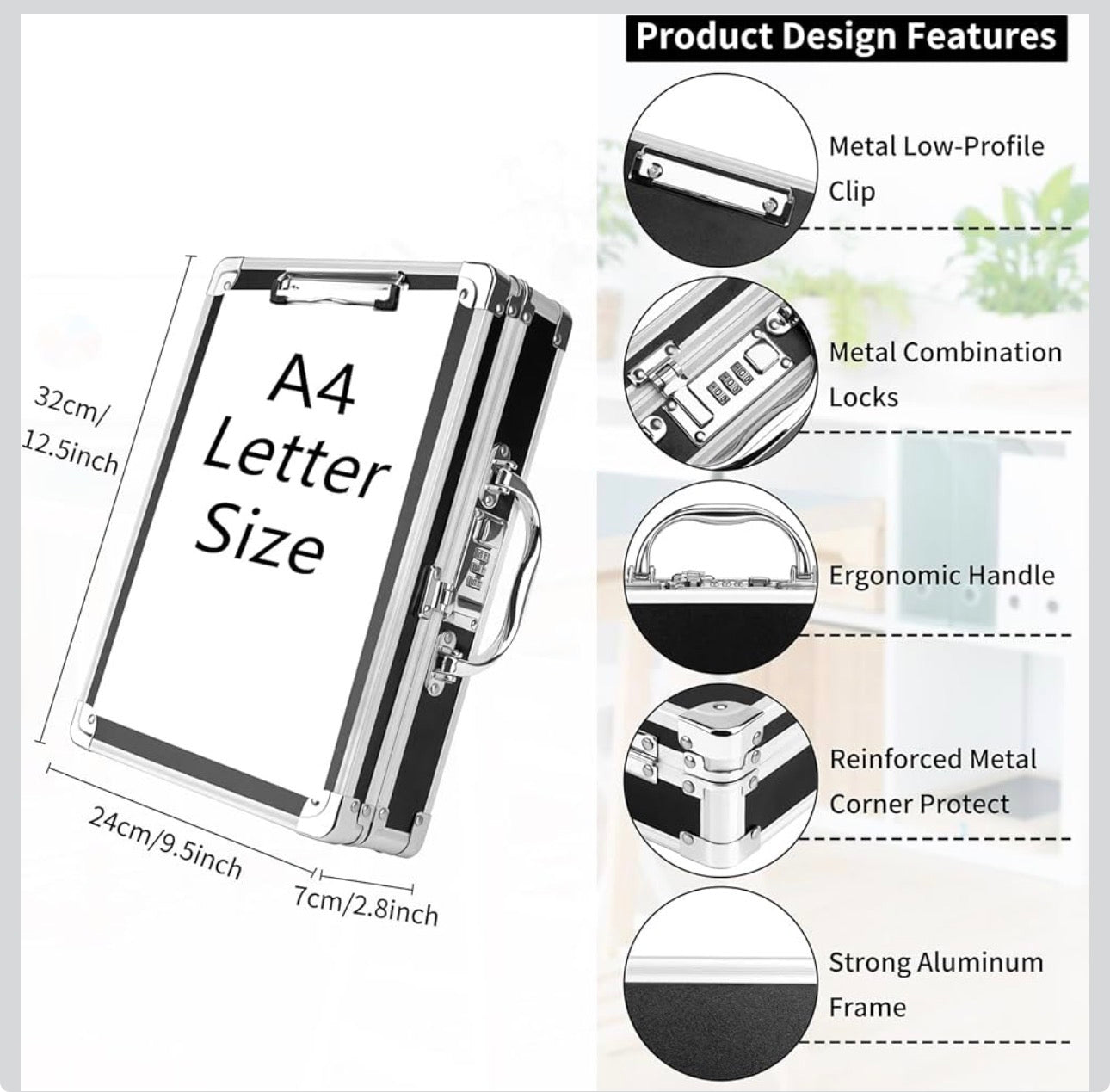 Pechor Clipboard with Storage Combination Lock Clipboards Briefcase Heavy Dut...