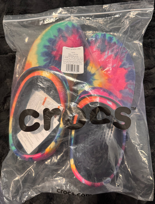 Crocs Bistro Graphic Clogs Rainbow Tie Dye Sandals Men’s Size 11- BRAND NEW