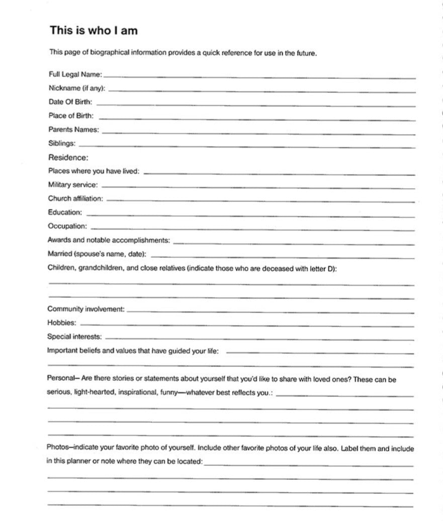End of Life Planner and Journal