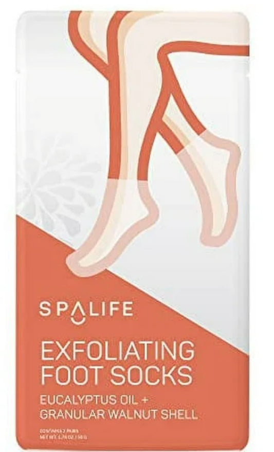 Spa Life  Exfoliating Foot Socks w/Eucalyptus Oil and Granular Walnut Shell
