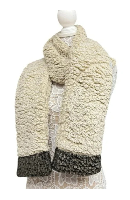 Winter Live Oak Brand Cream Sherpa Scarf with Hand Warmer Pockets 80x6”