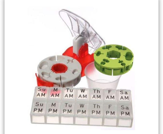 Medifacx ProRx Disc Pill Cutter with 7 Am/pm Pill Organizer with Free Green Disc