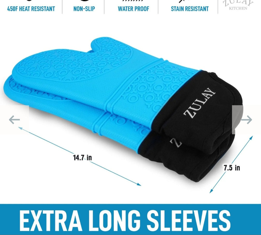 Zulay Kitchen Silicone Oven Mitts -2 piece