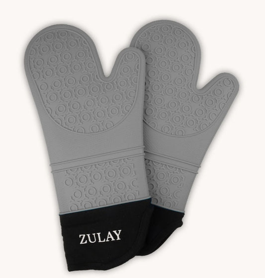 Zulay Kitchen Silicone Oven Mitts -2 piece-Grey