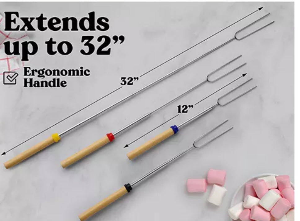 Zulay Kitchen Long 32 inch Marshmallow Roasting Sticks Extendable