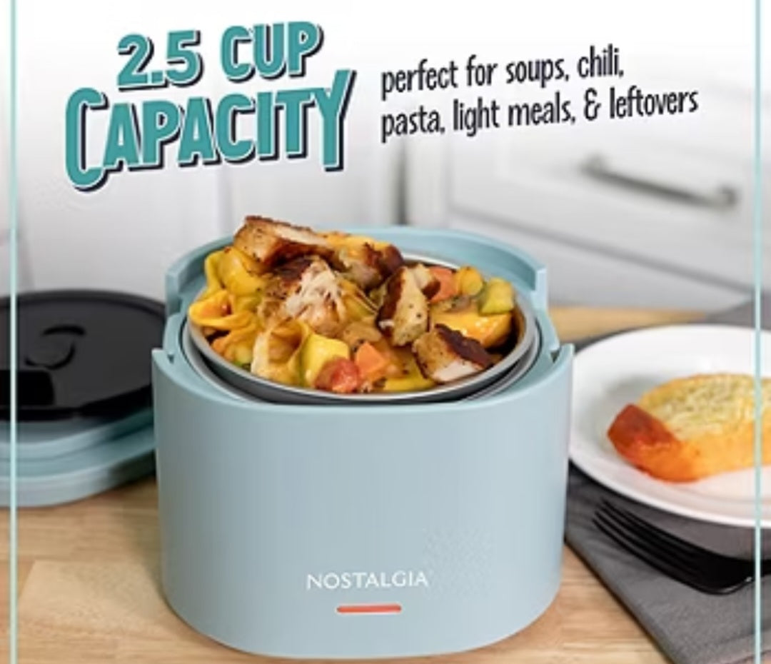 Nostalgia 20oz Portable Heated Lunchbox Slow Cooker