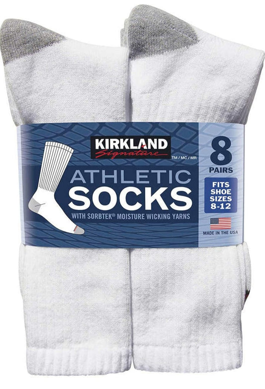 Kirkland Signature Men’s Athletic Sock 8-pair (White 8-12)