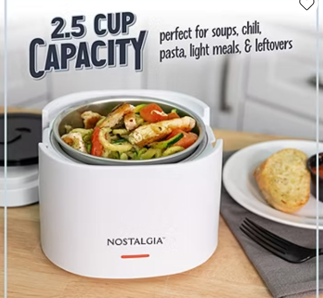 Nostalgia 20oz Portable Heated Lunchbox Slow Cooker