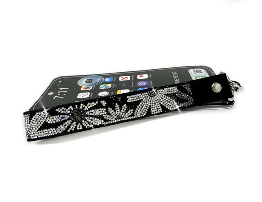 Jacqueline Kent Flower Power Phone Wrist Lanyard Black!!