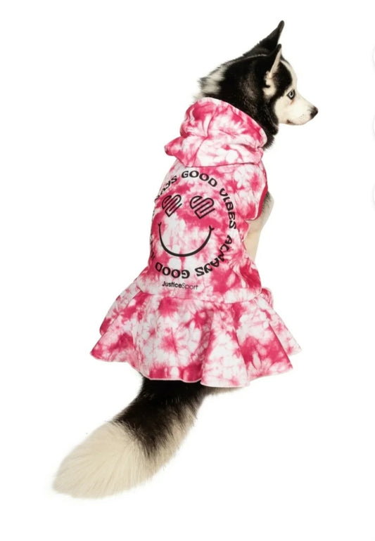 Justice Pet Polyester Fleece Dog Dress Hoodie, Pink, XL