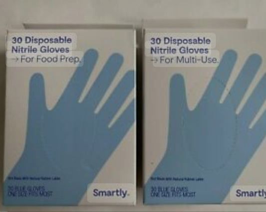 Smartly 30 Disposable Nitrile Gloves!! One Size Fits Most!