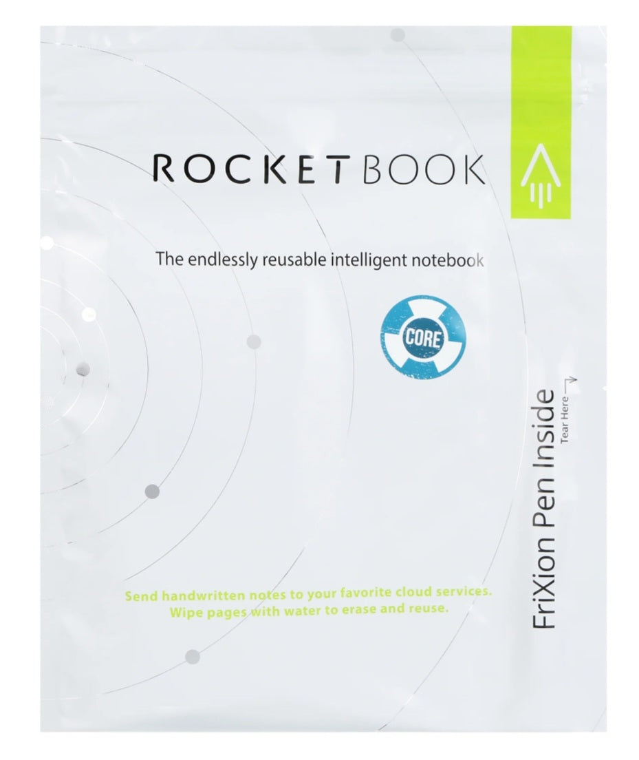 Rocketbook Core Smart Executive Spiral Notebook, Lined Pages, 36 Pages, 6"x8.8", Black