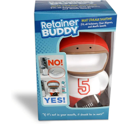 Retainer Buddy Football Player - Sanitary Storage for Retainers, Clear Aligners and Mouth Guards