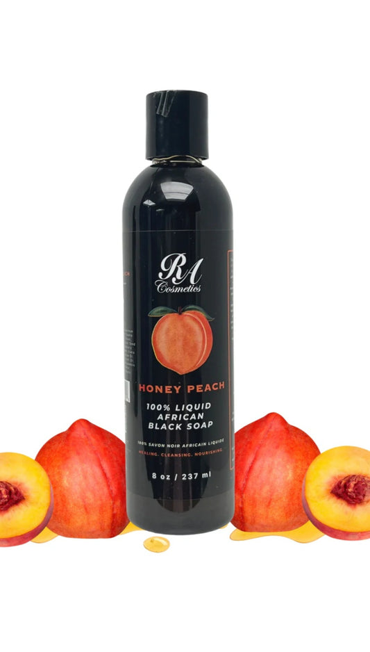 Liquid 100% African Black Soap w/ Honey Peach