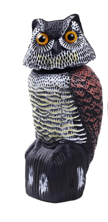 Hedoc Fake Owl Decoy to Scare Birds Away(15 inch) Rotating Head Sculptures