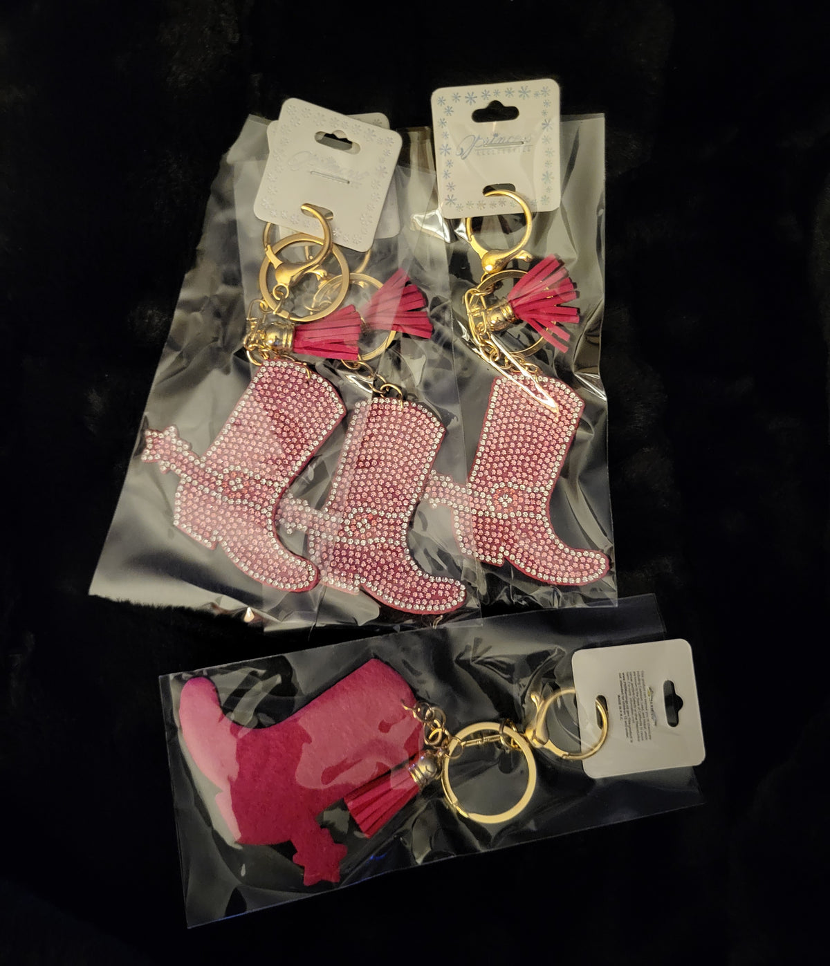 Pink Bling Cowgirl Boot Keychain or Purse Chain