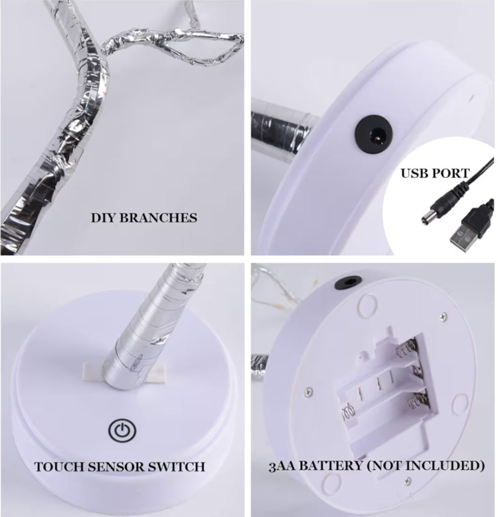 Tabletop 20" 108 LED Bonsai Tree Light, Sparkly Fairy Spirit Tree Lights, Battery/USB Operated