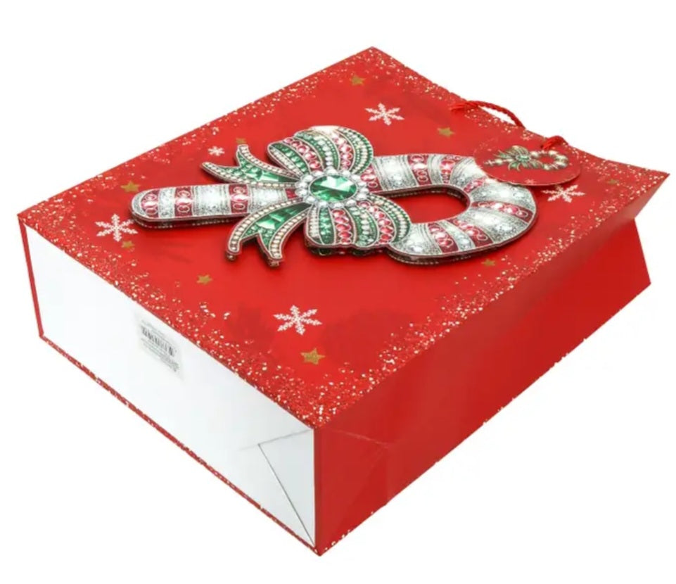 Luxury Christmas 3D Cut Out Bedazzled Embossed Paper Gift Bags (4 for $11.00)