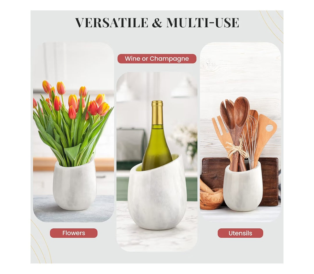 Gusto Nostro Marble Wine Chiller Bucket - 750ml Wine Bottle Cooler and Champagne Chiller