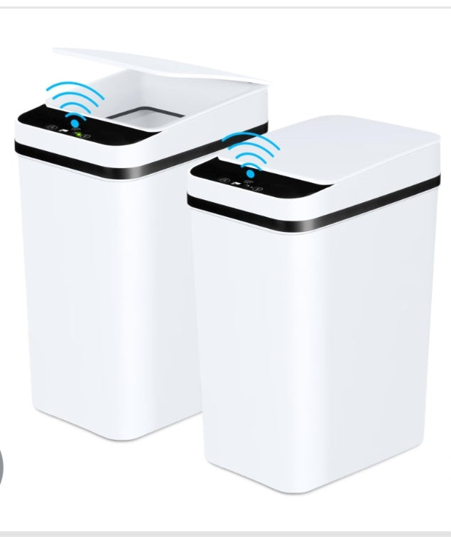 Anborry Smart Bathroom Trash Cans with Lid 2 Pack 2.2 Gallon Touchless Automatic Motion Sensor Small - Slim Garbage Cans