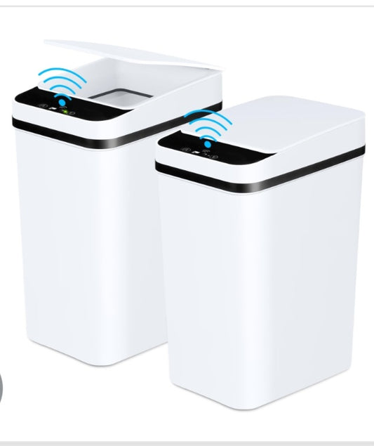 Anborry Smart Bathroom Trash Cans with Lid 2 Pack 2.2 Gallon Touchless Automatic Motion Sensor Small - Slim Garbage Cans