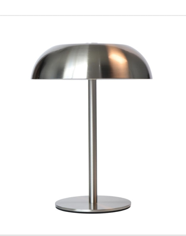 Portable LED Mushroom Table Lamp, Cordless Desk Night Light with 5200mAh Rechargeable Battery (Silver)