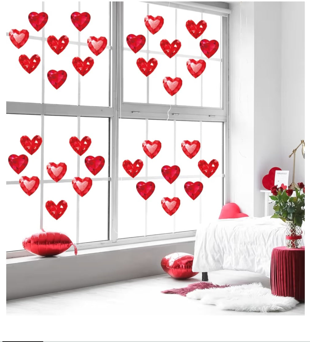 Diamond Heart Outdoor Decorations With Stakes (5 piece set) Red Heart Pathway Marker Gifts