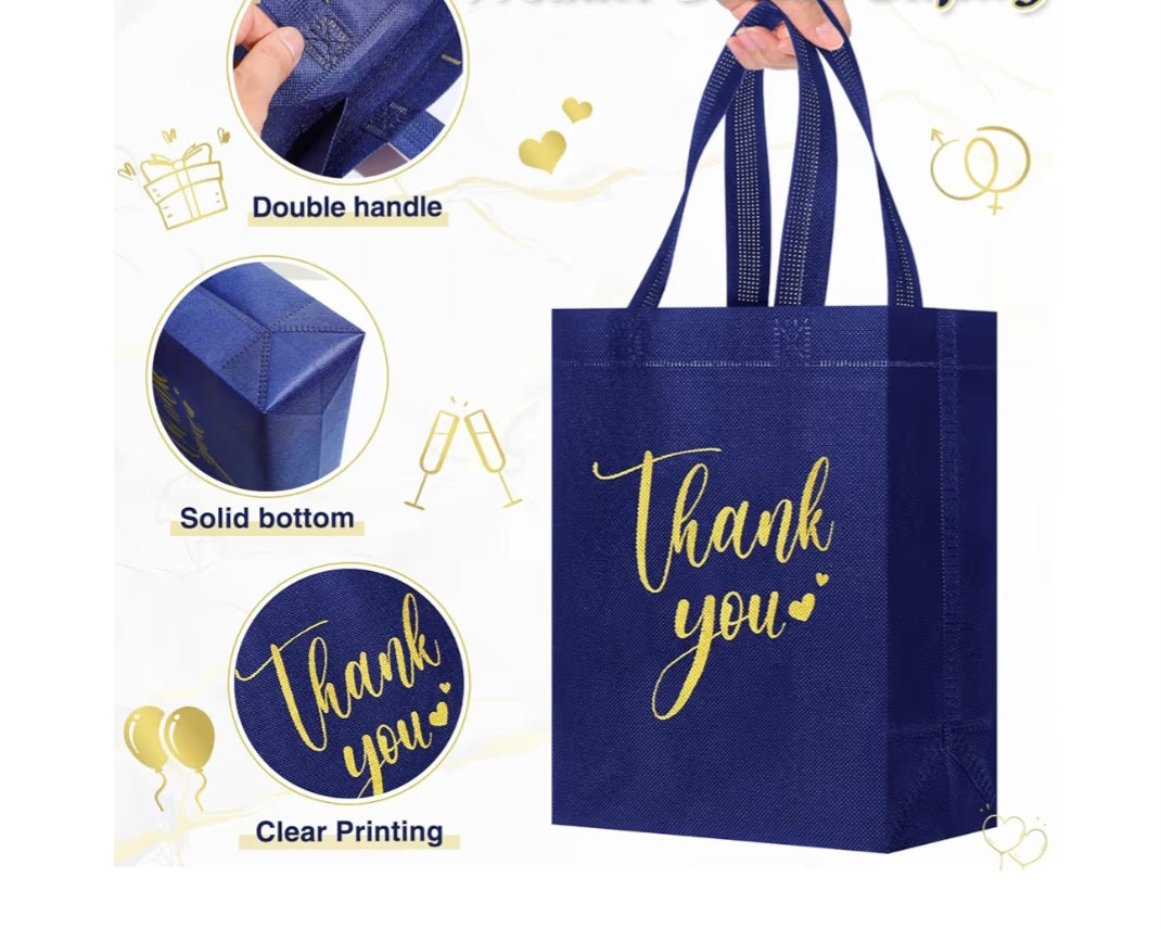 Thank You Gift Bags with Handles(10 x 8 x 4 Inch,Royal Blue) Set of 5!