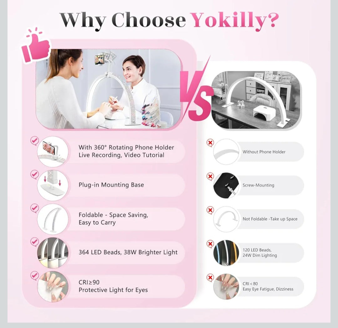 -1 Nail Desk Half Moon Light  (29"Diamond, Large)