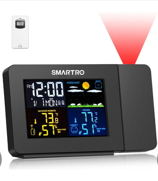 -001 NEW ITEM-SMARTRO SC91 Projection Alarm Clock for Bedrooms with Weather Station