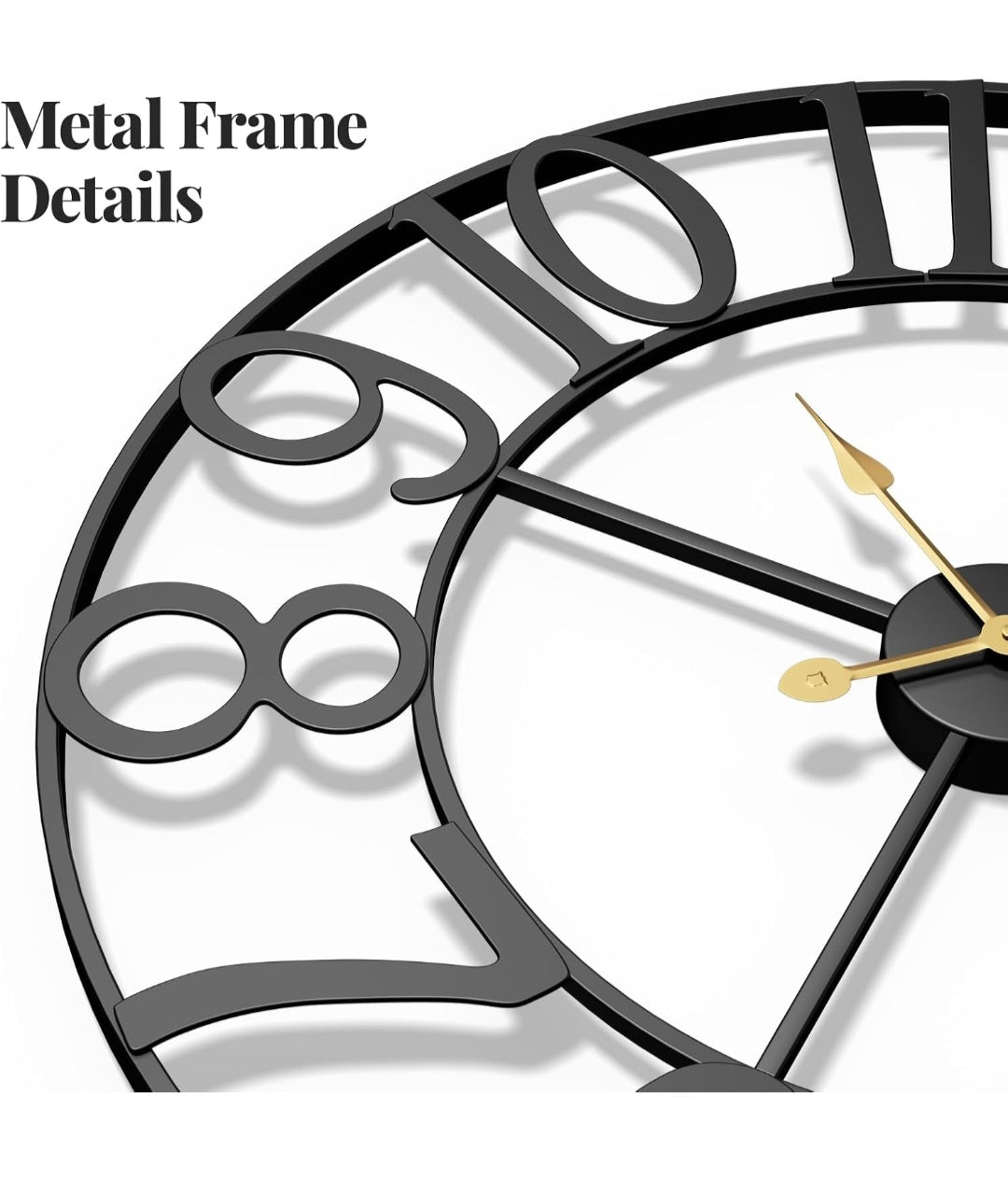 Cuspin Large Black Wall Clock, 24 Inch