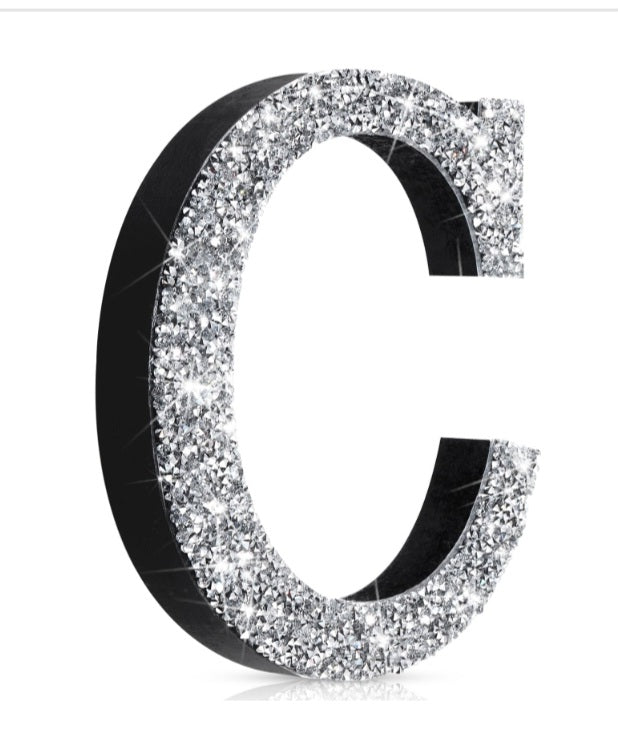 Silver Crystal Crushed Diamond Bling Letter (Letter C,8''l X 8''w)