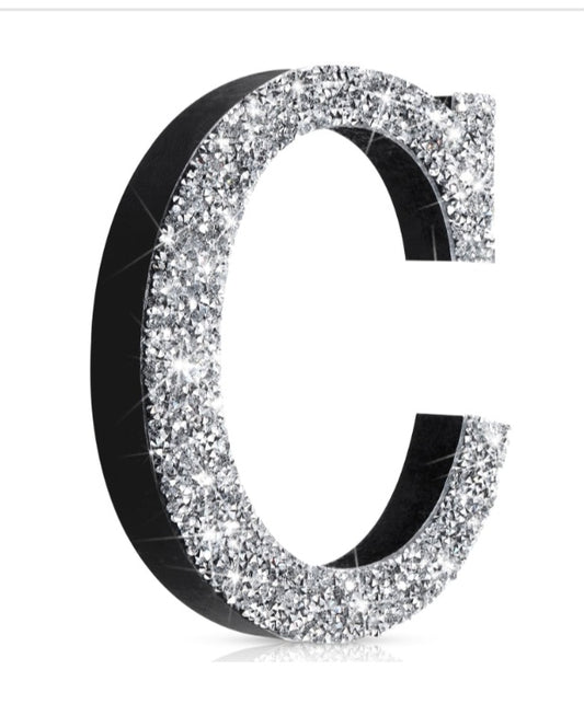 Silver Crystal Crushed Diamond Bling Letter (Letter C,8''l X 8''w)