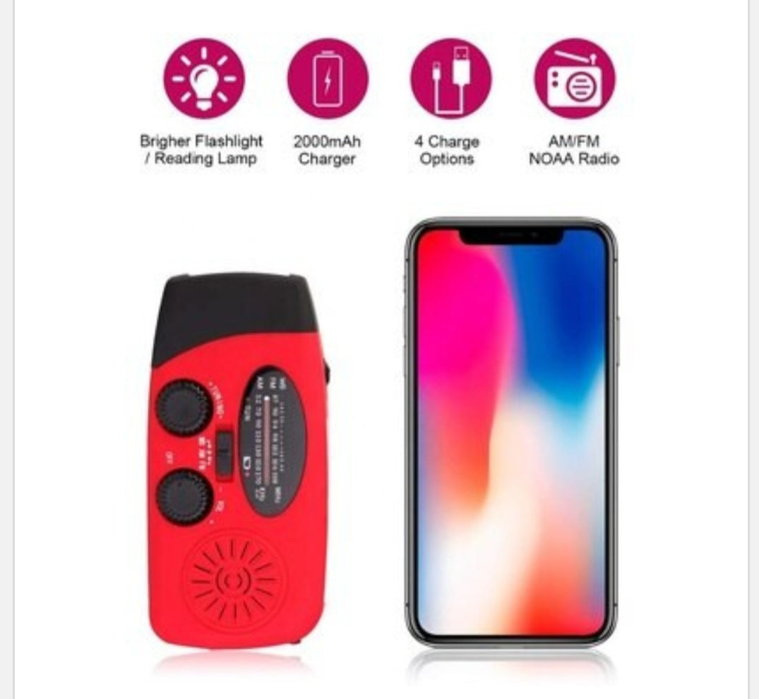 Emergency Solar / Hand Crank Weather Radio with Flashlight