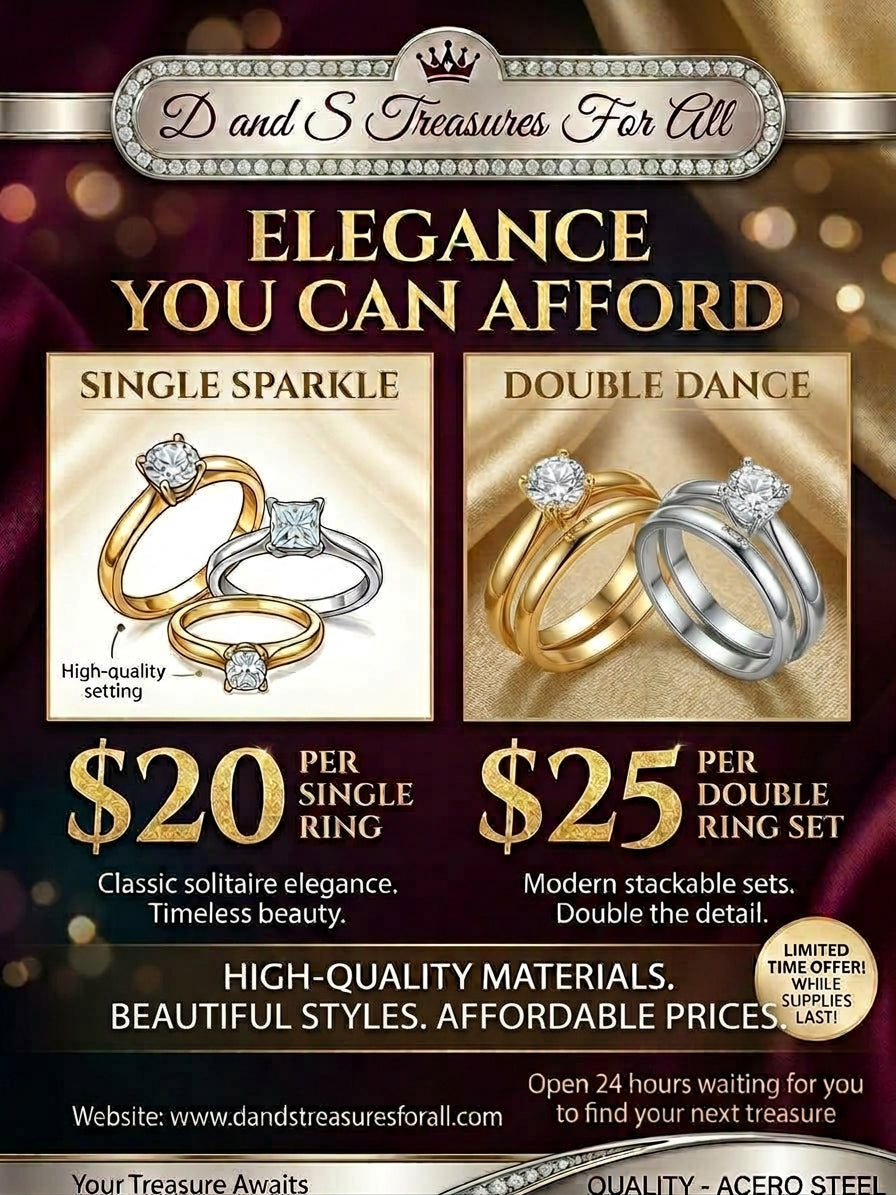 Classic Solitaire Single Sparkle Ring – High-Quality Steel Jewelry( silver or gold)