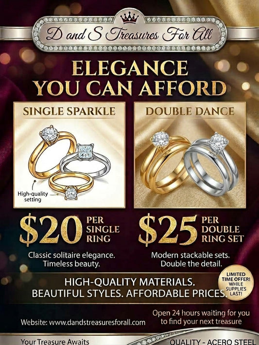 Classic Solitaire Single Sparkle Ring – High-Quality Steel Jewelry( silver or gold)