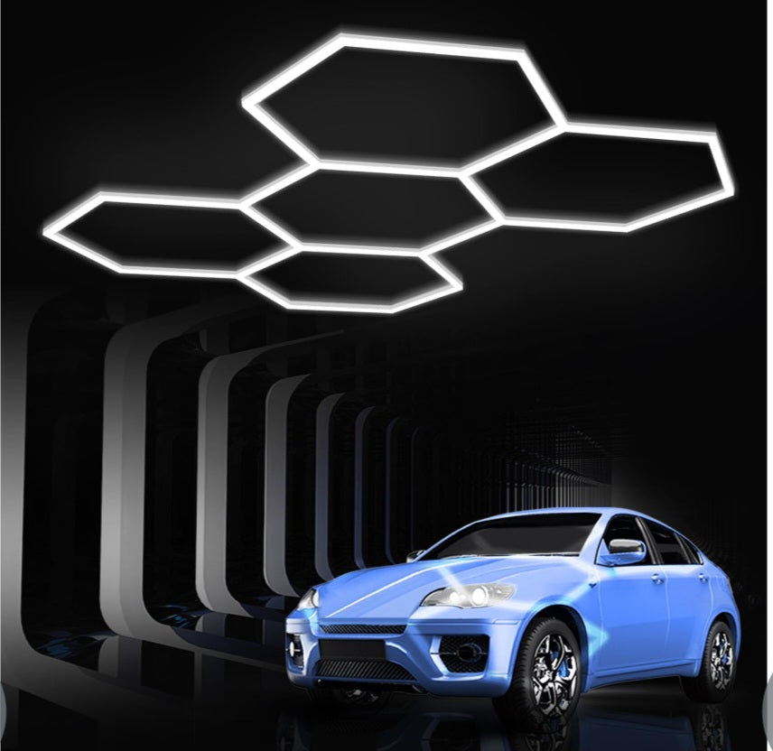 -000- Hexagon Garage Lights: Hexagon led Lights 26520LM DIY Ceiling LED Light 5 Grids 6500K