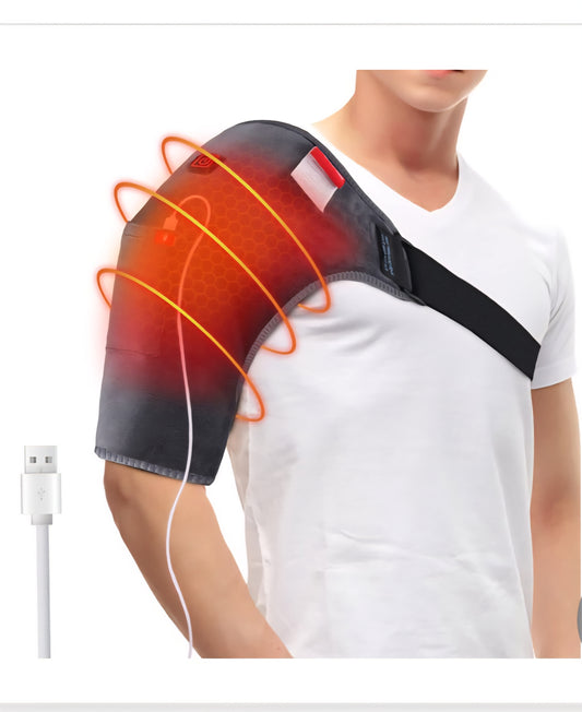 -002 NEW ITEM- Comfheat Heated Shoulder Wrap. USB Powered Shoulder Heating Pads for Shoulder Pain, Upper Arm Muscle Relief, 3 Heating Settings. Portable Shoulder Heat Pad.