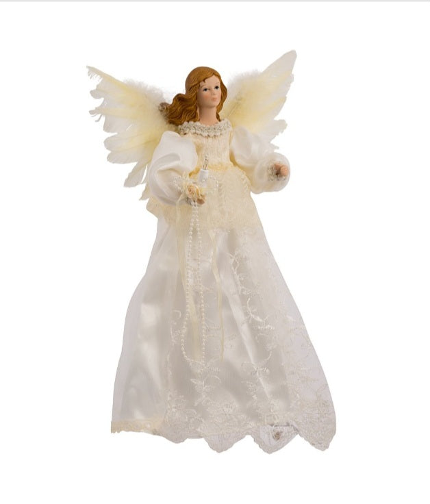 Kurt Adler Indoor 10-Light 14.5-Inch Ivory Angel Treetop. Inventory #559-052