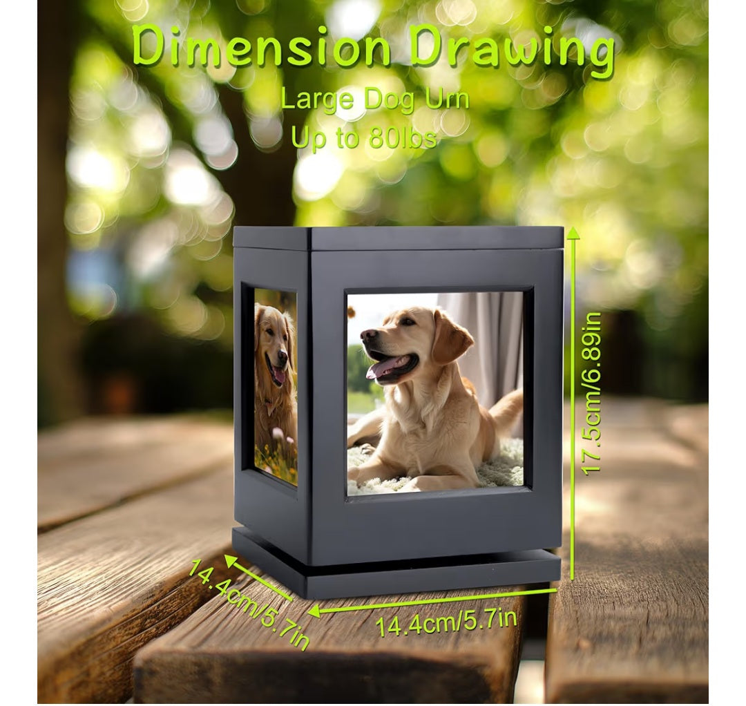 Personalized Pet Urn for Ashes, Black Wooden Memorial Keepsake