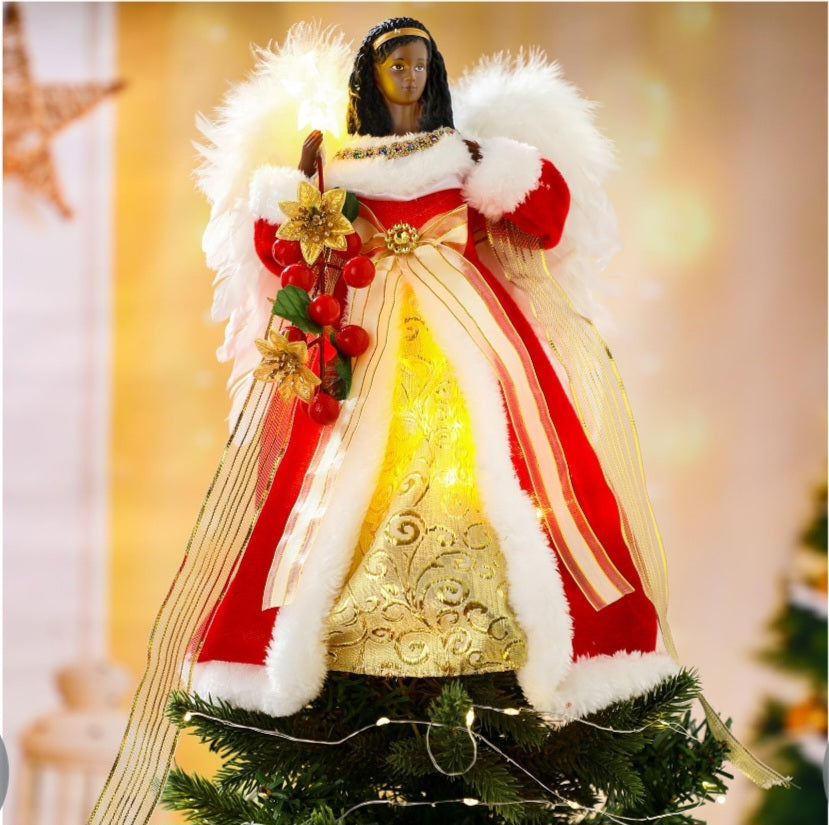 Black Angel 12'2 inches Christmas Tree Topper with Lights #256-747