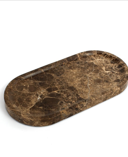 YMXYJM Genuine Real Natural Marble Tray (Brown)Inventory #1083081476