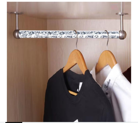 6c Crushed Diamond Glass Towel Bar For Bathroom/Closet