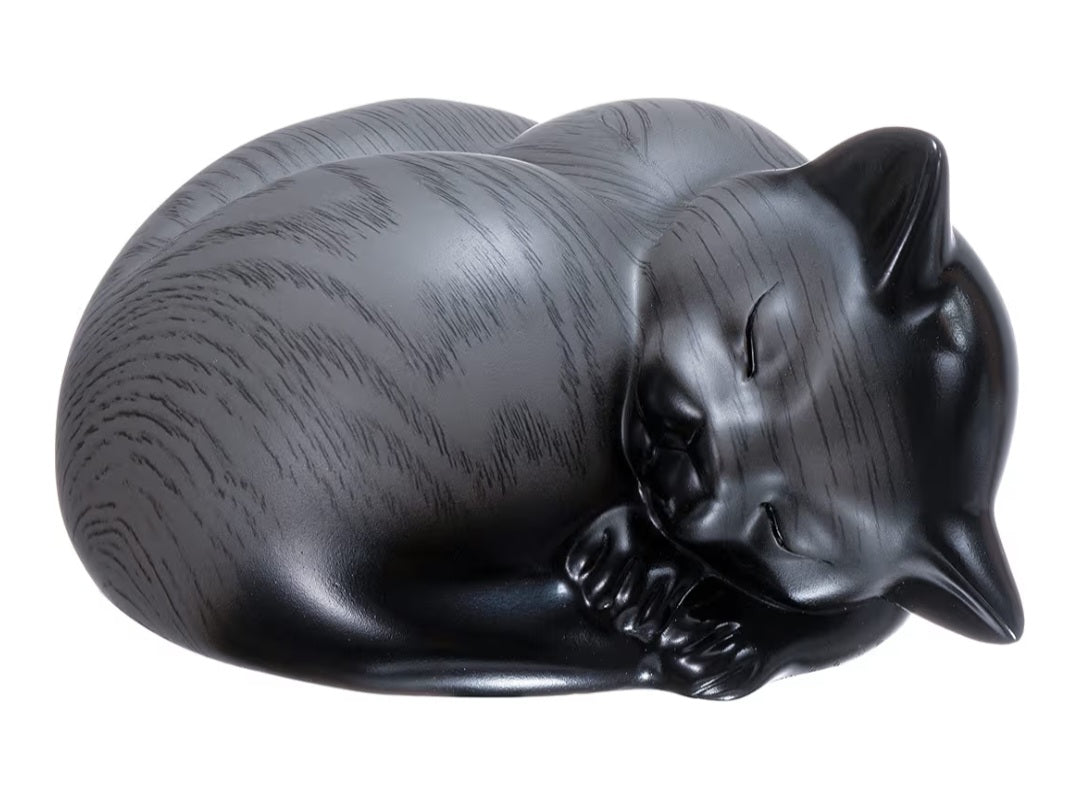 Kriss Art Pet Urns,Sleeping Resin Cremation Cat Urn(Gray)