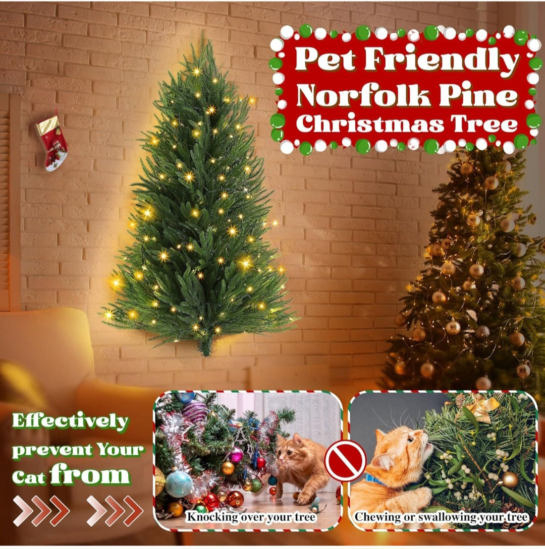 Wall Hanging 3 FT Christmas Tree with Led Lights