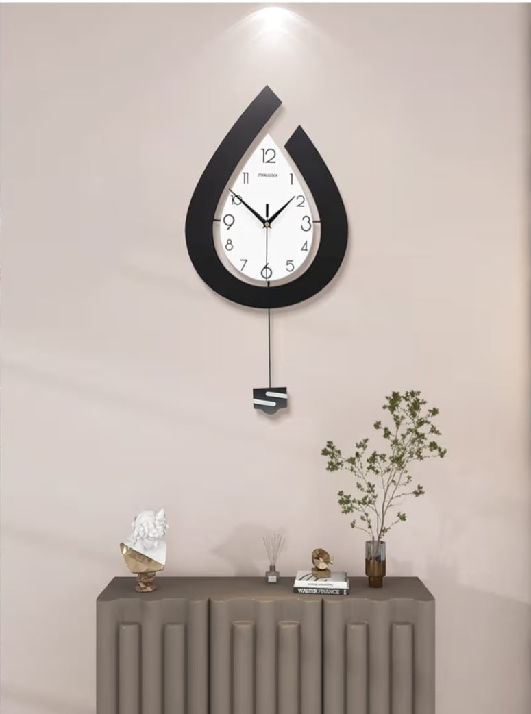 Large Decorative Wall Clock w/Big Pendulum/Non Ticking Silent Wall Clock Battery Operated/31.5 Inch Wall Clock